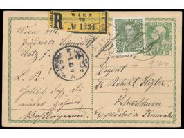 Ganzsache 5 H. mit Zusatzfrankatur 30 H. als  Rekokarte  mit Stempel Wien 23.1.12 an Dr. Robert Stiegler von der  Expedition 