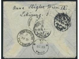 Einzelfrankatur 50 H. auf Rekobrief mit Stempel Wien 30.1.12  nach Gondokoro / Uganda  via Triest - Port Said - Mombasa, mit 