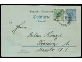 Ganzsachen-Antwortteil  2 Pf. mit Zusatzfrankatur 5 Pf., Stempel  Jaluit  4.2.01, nach Dresden, Ankunftstempel 8.4.01, kein T