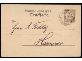 Einzelfrankatur 3 Pf. mit Stempel  Jaluit  17.5.01 auf Drucksachenkarte nach Hannover, rückseitig gedruckte Briefmarken-Offer