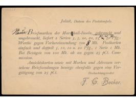 Einzelfrankatur 3 Pf. mit Stempel  Jaluit  17.5.01 auf Drucksachenkarte nach Hannover, rückseitig gedruckte Briefmarken-Offer