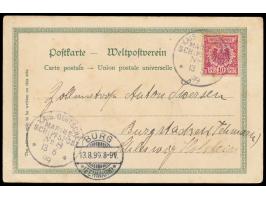 Stempel  MSP No. 8  13.6.99,  S.M.S. Cormoran,  zwei Abschläge auf Litho-Ansichtskarte "Talofa Samoa", Frankatur 10 Pf., Anku