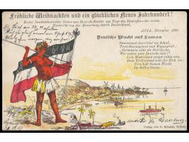 Litho-Ansichtskarte "Fröhliche Weihnachten und ein glückliches neues Jahrhundert" mit Gedichtvers "Deutsche Wacht auf Samoa",