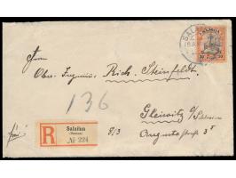 30 Pf. (schwacher Eckbug) auf  Einschreibbrief  mit Stempel  Salailua  23.3.07 nach Gleiwitz, R-Zettel Einfeldt Nr. 2, Bedarf