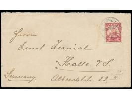 Brief mit 10 Pf. Samoa nach Halle, wegen Postschluss direkt an Bord eines Dampfers aufgegeben und erst in Sydney entwertet, S