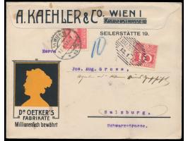 15 H. mit Stempel  Wien  12.1.17 auf beidseitig bedrucktem Reklameumschlag A. Kaehler -  "Cailler - Feinste Schweizer Chocola