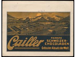 15 H. mit Stempel  Wien  12.1.17 auf beidseitig bedrucktem Reklameumschlag A. Kaehler -  "Cailler - Feinste Schweizer Chocola