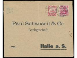 Mischfrankatur  Mitläufer  Dt. Reich 10 Pf. und Samoa 10 Pf. auf Brief 2. Gewicht (handschriftlich "24 gr") nach Halle (gefal