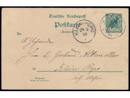 Ganzsachen-Antwortteil 5 Pf.  mit Stempel  Lome  28.4.99, geschrieben von einem Missionar (in Latein), an einen Missionar der