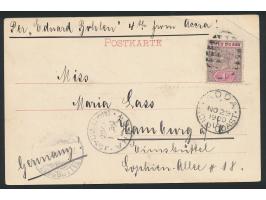 Dreibild-Ansichtskarte  Klein-Popo - Frau aus Togo / Haus der Familie Lawson / Factoreiladen,  Frankatur  Gold Coast 1 d.,  e