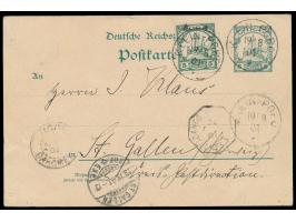 Ganzsache 5 Pf. mit Zusatzfrankatur 5 Pf. als Auslandskarte in die Schweiz, Stempel  Klein-Popo  19.8.01, befördert über Daho