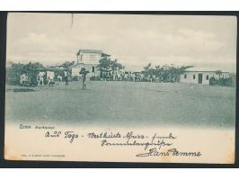 Ansichtskarte  Lome - Marktplatz,  Verlag v. Albert Aust Hamburg, Frankatur 5 Pf., Stempel  Lome  12.3.06, Ankunftstempel Bet