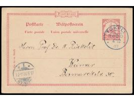 Stempel  Tokpli  4.12.07, schwarzblaue Stempelfarbe, auf 10 Pf.-Ganzsache nach Weimar, Ankunftstempel 15.5.07, rückseitig unb