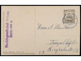 Privatganzsache  3 Pf. mit Bild "Eingeborene, Bananen auf dem Kopfe Tragend", Stempel  Lome  28.4.08, nach Tempelhof, Frech P