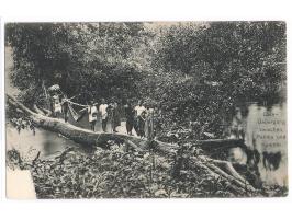 Ansichtskarte  Dain-Übergang zwischen Palime und Kpandu,  Verlag der Kathol. Mission in Lome, Frankatur 5 Pf. (gering fleckig