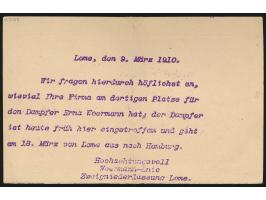 Ganzsachen-Antwortteil 10 Pf. mit Stempel &nbsp;Anecho &nbsp;9.3.10 nach Wydah / Dahomey, rückseitig hektografierter Text der