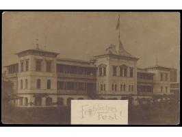 Foto-Ansichtskarte  Gouvernements-Gebäude  mit Zusatz "Fröhliches Fest", seltene Privataufnahme, Frankatur 5 Pf., Gitterstemp
