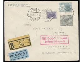 Privatganzsache mit  2 Wertstempeln  50 G. Pilotenkopf und 20 G. große Landschaft untereinander,  mit Zusatzfrankatur  24.G. 