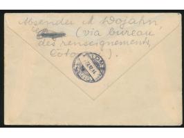 Brief aus dem  Kriegsgefangenenlager Gaya am Niger  nach Lome, handschriftlicher Lager-Zensurvermerk in rot, blaues Dienstsie