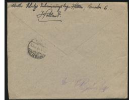 Niederlande  22 1/2 C. auf  Einschreibbrief  mit Stempel  Hattem-Interneeringsdepot  14.9.18 nach Deutschland, Blanko-R-Zette