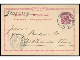 Ost-Afrikanische Hauptlinie  (7) Lot von 10 Belegen mit sauberen Abschlägen: UB b (14.1.99, 27.5.04 Feldpost), UB d (18.12.94