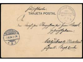 Ost-Afrikanische Hauptlinie  (7) Lot von 10 Belegen mit sauberen Abschlägen: UB b (14.1.99, 27.5.04 Feldpost), UB d (18.12.94