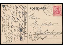 Ostafrika-Linie,  Lot von 4 Ansichtskarten mit sauberen Abschlägen: UB q (16.4.14), r (11.9.09, 6.4.11 nach DSWA adressiert),