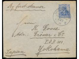 Ost-Asiatische Hauptlinie  (8) und  Ostasiatische-Linie  (3), Lot von 11 Belegen mit sauberen Abschlägen: OAHL UB b (26.8.00)