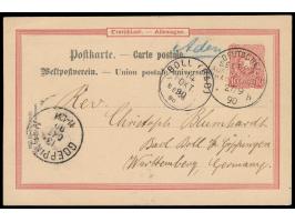 Stempel Deutsche Seepost  Australische Hauptlinie b  27.9.90,  Dampfer Habsburg,  zusätzlich handschriftlicher Aufgabe-Vermer