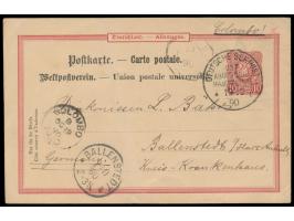 Stempel Deutsche Seepost  Ost-Asiatische Hauptlinie c  19.10.90 und handschriftliche Ortsangabe Colombo auf Ganzsache 10 Pf. 