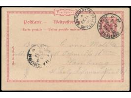 Stempel Deutsche Seepost  Linie New York h  11.12.90,  Dampfer Lahn,  auf Ganzsache 10 Pf. nach Hamburg, Durchgangstempel Sou