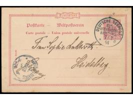 Stempel Deutsche Seepost  Ost-Afrikanische Hauptlinie * e  7.12.91,  Dampfer Admiral  auf der Fahrt nach Deutsch-Ostafrika in