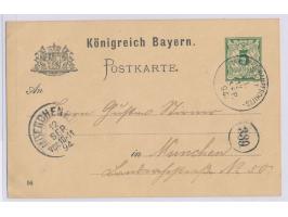 Einkreisstempel  Starnberg-Dampfschiffs-Post C. I  12.9.94 (Kurs über Datum) auf Bayern-Ganzsache nach München, Ankunftstempe