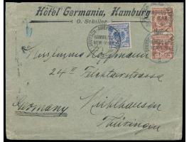 Stempel  Deutsch-Amerik. Seepost Hamburg - New York d  22.1.96 auf Briefumschlag "Hotel Germania, Hamburg" mit 20 Pf. und 2 x