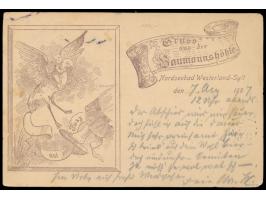 Ovalstempel  Hoyerschleuse - Munkmarsch Seepost No. 1  8.8.97 auf Ansichtskarten-Vorläufer "Gruss aus der Baumannshöhle, Nord