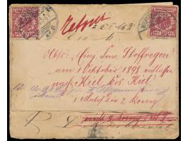 2x 10 Pfg. Krone/Adler auf Brief &nbsp;Wilhelmshaven 2.3.98, an &quot;Ehler Reimers, &nbsp;Steuermann auf großer Fahrt, &nbsp