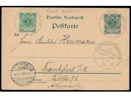 Stempel Deutsche Seepost  Ostafrikanische Hauptlinie d  5.4.98,  Dampfer Kaiser  in Port Said, 3 Abschläge auf Ganzsache 5 Pf