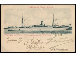 Stempel Deutsche Seepost  Ost-Asiatische Hauptlinie g  18.3.00, Dampfer Bayern, auf AK des Dampfers an Generalkonsul P. Merti