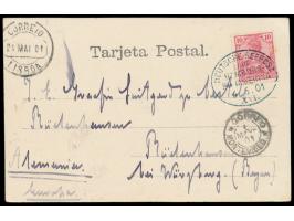 schwarzblauer Stempel Deutsche Seepost  Linie Hamburg - Südamerika XVI.  4.5.01,  Dampfer Cap Verde,  auf Ansichtskarte  Mont