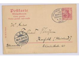 Stempel Deutsche Seepost  Linie Hamburg - Südamerika XXIII.  4.8.02 auf Ganzsache 10 Pf. nach Krefeld, langer Bedarfstext, ge