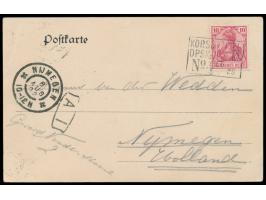 Rahmenstempel  Korsör - Kiel / DPSK. Postkt. / No. 4   5.8.auf Ansichtskarte "Gruss vom Postdampfer Kiel - Korsör", Frankatur