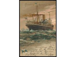 Stempel Deutsche Seepost  Linie Hamburg - Mexico I.  26.5.04   auf dekorativer Ansichtskarte Hamburg-Amerika-Linie mit Künstl