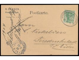 Ovalstempel  Hoyerschleuse - Munkmarsch Seepost No. 3  12.8.04 auf Firmenkarte aus  Westerland / Sylt  nach Friedrichstadt, F