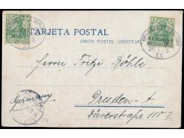 2 x Stempel Deutsche Seepost  Linie Hamburg -Westafrika XX  28.1.05, Dampfer Alexandra Woermann, auf  Ansichtskarte Fernando 