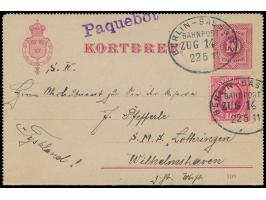 Schweden-Kartenbrief &nbsp;10 Öre mit Zusatzfrankatur 10 Öre an einen Oberleutnant z. See an Bord &nbsp;S.M.S. Lothringen &nb
