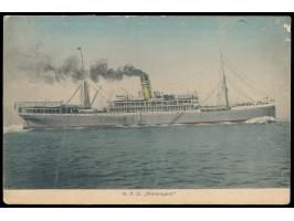 Stempel  Deutsche Seepost Ost-Afrika-Linie p  3.11.13,  Dampfer Prinzregent,  zwei Abschläge auf Ansichtskarte des Dampfers m