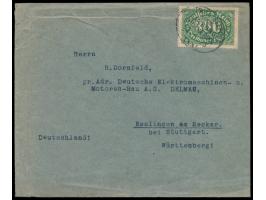 Stempel Deutsche Seepost  Linie Hamburg - Südamerika XXXI.  24.6.23 auf Brief mit  Deutsches Reich 300 M.  nach Esslingen, rü