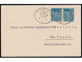 Ovalstempel  Deutsche Seepost Ost-Afrika-Linie k  6.7.23 auf Karte (ohne Text) mit 2 x Dt. Reich 10 M. nach Berlin, zum bei A