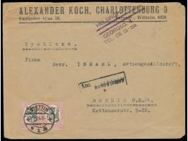 Firmenbrief aus Helsinki nach Berlin, 2 x  Finnland  1 M. mit Stempel  Stettin 1  22.9.24 entwertet, daneben schwarzer R3  "A