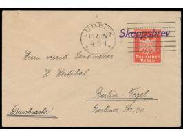 Dt. Reich 10 Pf. auf Brief mit violettem L1 Skeppsbrev und Maschinenstempel Lübeck 1 13.6.25 nach BerlinPostleitzahl: 235